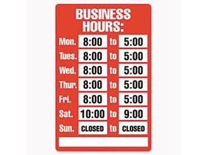 COSCO 098072 Business Hours Sign Kit, 8 x 12, Red COSCO 098072 Business Hours Sign Kit, 8 x 12, Red