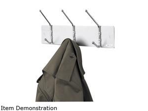 Safco 4161 Wall Rack, Three Ball-Tipped Double-Hooks, Metal, Satin Aluminum