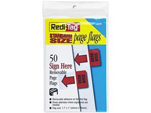 Redi-Tag 76809 Removable/Reusable Page Flags, "Sign Here", Red, 50/Pack Redi-Tag 76809 Removable/Reusable Page Flags, "Sign Here", Red, 50/Pack