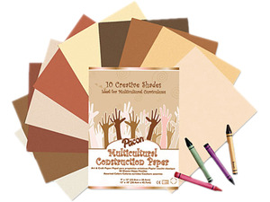 Pacon 9512 Multicultural Construction Paper, 76 lbs., 12 x 18, Assorted, 50 Sheets/Pack