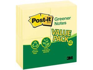 Post-it Greener Notes 654RP-24-YW Original Recycled Note Pads, 100 3 x 3 Sheets, Canary Yellow, 24 Pads/Pack Post-it Greener Notes 654RP-24-YW Original Recycled Note Pads, 100 3 x 3 Sheets, Canary Yellow, 24 Pads/Pack
