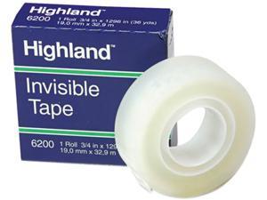 Highland 6200341296 Invisible Permanent Mending Tape, 3/4" x 1296", 1" Core, Clear