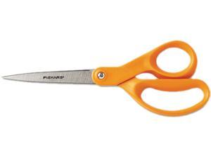 Fiskars 01-004342 Home and Office Scissors, 8 in. Length, Stainless Steel, Straight, Orange Handle