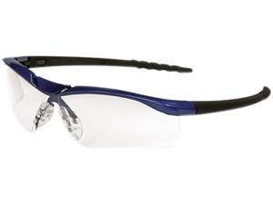 Crews DL310AF Dallas Wraparound Safety Glasses, Metallic Blue Frame, Clear AntiFog Lens