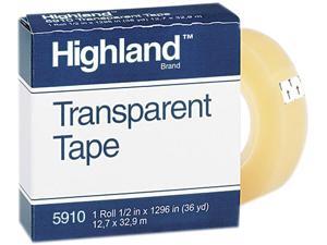 Highland 5910-1/21296 Transparent Tape, 1/2" x 1296", 1" Core, Clear Highland 5910-1/21296 Transparent Tape, 1/2" x 1296", 1" Core, Clear