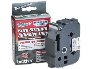 Brother TZ Extra-Strength Adhesive Laminated Labeling Tape, 1w, Black on Matte Silver
