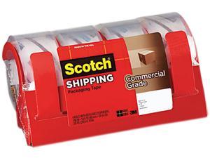 Scotch 3750-4RD Commercial Grade Packaging Tape with Dispenser, 1.88" x 54.6 yards, Clear, 4/PK