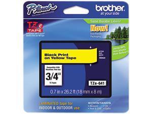 Brother TZE641 18 mm (0.70") Black on Yellow tape for P-Touch 8 m (26.20 ft.)
