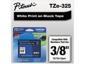 Brother TZE325 P-touch Laminated Tape, 9mm (0.35") White on Black tape for P-Touch 8m (26.2 ft)