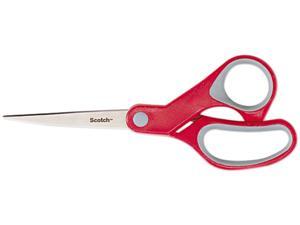 Scotch 1448B Precision Scissors, Pointed, 8 Length, 3-1/8 Cut, Gray/Red 