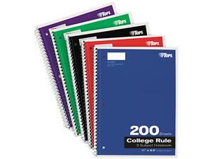 Tops 65581 Wirebound 5-Subject Notebook, College Rule, 11 x 8-1/2, White, 200 Sheets/Pad Tops 65581 Wirebound 5-Subject Notebook, College Rule, 11 x 8-1/2, White, 200 Sheets/Pad