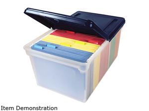 Innovative Storage Designs 55797 File Tote Storage Box with Lid, Letter, Plastic, Clear/Navy Innovative Storage Designs 55797 File Tote Storage Box with Lid, Letter, Plastic, Clear/Navy