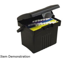 Storex 61502U01C Portable Storage Box, Letter Size, 14w x 11-1/4d x 14-1/2h, Black