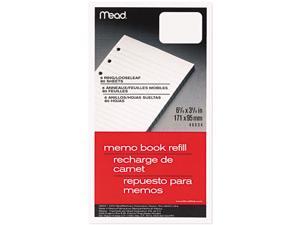 Mead 46534 6-Ring Memo Book Refill, College Rule, 6HP, 6-3/4 x 3-3/4, 80 Sheets, White