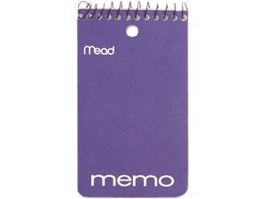 Mead 45354 Memo Book, College Ruled, 3" x 5", Wirebound, Punched, 60 Sheets, Assorted