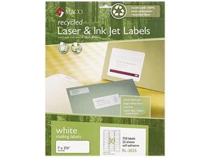Maco RL-3025 Recycled Laser and InkJet Labels, 1 x 2-5/8, White, 750/Box Maco RL-3025 Recycled Laser and InkJet Labels, 1 x 2-5/8, White, 750/Box