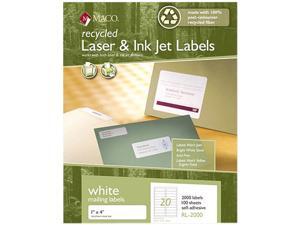 Maco RL-2000 Recycled Laser and InkJet Labels, 1 x 4, White, 2000/Box Maco RL-2000 Recycled Laser and InkJet Labels, 1 x 4, White, 2000/Box
