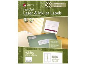 Maco RL-0600 Recycled Laser and InkJet Labels, 3-1/3 x 4, White, 600/Box Maco RL-0600 Recycled Laser and InkJet Labels, 3-1/3 x 4, White, 600/Box