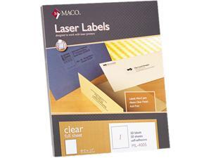 Maco ML-4005 Matte Clear Laser Labels, 8-1/2 x 11, 50/Box