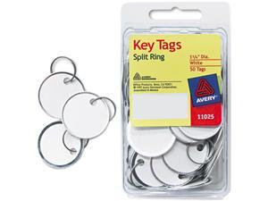 Avery Card Stock Metal Rim Key Tags 1 1/4 dia White 50/Pack 11025