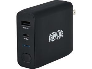 Tripp Lite Black 5000 mAh Portable 2-Port Mobile Power Bank and USB Battery Wall Charger Combo - Direct Plug UPBW-05K0-1A1C Tripp Lite Black 5000 mAh Portable 2-Port Mobile Power Bank and USB Battery Wall Charger Combo - Direct Plug UPBW-05K0-1A1C