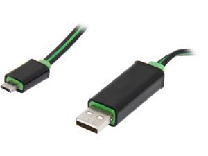 BYTECC U2MICRO-F3KG Black w/Green light Visible Flowing LED Green Light Micro USB Sync data charging Cable BYTECC U2MICRO-F3KG Black w/Green light Visible Flowing LED Green Light Micro USB Sync data charging Cable