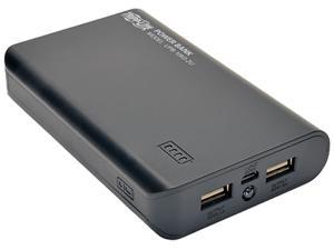 Tripp Lite Black 12000 mAh Portable Dual-Port Mobile Power Bank USB Battery Charger with LED Flashlight UPB-12K0-2U