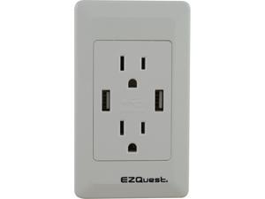EZQuest Plug-n-Charge (2 US Outlets / 2 USB Ports) 2.1A USB Charger, 15A - 125V - X73692 EZQuest Plug-n-Charge (2 US Outlets / 2 USB Ports) 2.1A USB Charger, 15A - 125V - X73692