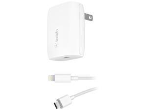 BELKIN F7U096DQ04-WHT BOOST CHARGE White USB-C Wall Charger 18W + USB-C to Lightning Cable BELKIN F7U096DQ04-WHT BOOST CHARGE White USB-C Wall Charger 18W + USB-C to Lightning Cable