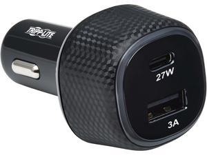 Tripp Lite U280-C02-45W-1B Black Dual-Port USB Car Charger with 45W Charging - USB-C (27W) QC4+, USB-A (18W) QC 3.0, Black