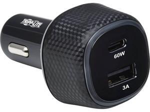 Tripp Lite U280-C02-63W-1B Black Dual-Port USB Car Charger, 63W Max - USB-C PD 3.0 Up to 60W, USB-A QC 3.0 Up to 18W Tripp Lite U280-C02-63W-1B Black Dual-Port USB Car Charger, 63W Max - USB-C PD 3.0 Up to 60W, USB-A QC 3.0 Up to 18W