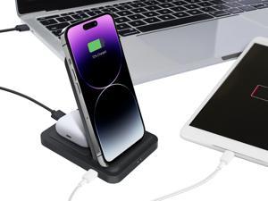 Rosewill Dual Wireless Fast Charging Stand for Smartphone and Wireless Earbuds Case, Charge 3 Devices Simultaneously, 5W/7.5W/10W, Qi-Certified, Black - (RBWC-20030)