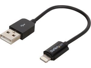 StarTech.com USBLT15CMB 15cm (6in) Short Black Apple 8-pin Lightning Connector to USB Cable for iPhone / iPod / iPad - Charge and Sync Cable StarTech.com USBLT15CMB 15cm (6in) Short Black Apple 8-pin Lightning Connector to USB Cable for iPhone / iPod / iPad - Charge and Sync Cable
