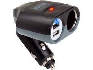 ReVIVE PowerUP 3P CHPU3P0100BKEW Universal 3 Port Car Charger & Adapter with Dual USB Ports - Black