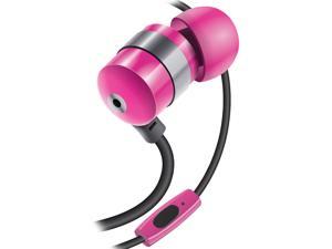 GOgroove audiOHM HF Ergonomic Earbuds Earphones wit HandsFree Microphone & Deep Bass (Neon Pink)