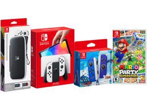Nintendo Switch OLED Bundle, includes Carrying Cases & Screen Protector, Joy Con Controller 2 Pack Zelda Skyward Sword Edition, Mario Party Superstars Game