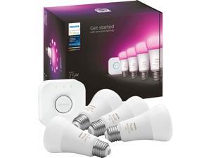 Philips Hue A19 LED Color Smart Bulb Starter Kit 75W 2021 Version Compatible with Alexa Apple HomeKit  Google Assistant White and Color Ambiance 16 Million Colors 4 Bulbs