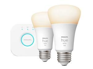 Philips Hue 563254KIT White and Color Ambiance A19 Bluetooth 75W Smart LED Bulb  Hue Bridge Bundle