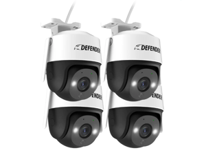 Defender Guard Pro PTZ 2K QHD WiFi Plug-In Power Security Camera, Motion Tracking, Color Night Vision, Human Detection, Audio, 2-way Talk (4-Pack)