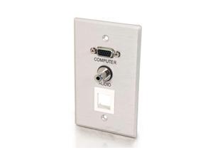 C2G 40572 VGA and 3.5mm Audio Pass Through Single Gang Wall Plate with One Keystone, Brushed Aluminum C2G 40572 VGA and 3.5mm Audio Pass Through Single Gang Wall Plate with One Keystone, Brushed Aluminum