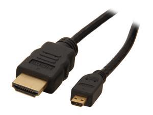 StarTech.com HDMIADMM6 6 ft. Black Connector A: 1 - HDMI® (19 pin) Male  Connector B: 1 - Micro HDMI® (19 pin) Male High Speed HDMI® Cable with Ethernet Male to Male