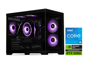 STORMCRAFT Gaming PC SIRIUS Intel Core i5-14400F NVIDIA GeForce RTX 5060 - AI Powered 16GB DDR5 6000MHz RGB 1TB NVMe SSD 650W PSU Windows 11 Home - SI1440FBB-560N1
