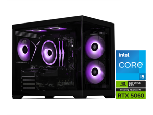 STORMCRAFT Gaming PC SIRIUS Intel Core i5-14400F NVIDIA GeForce RTX 5060 - AI Powered 32GB DDR5 6000MHz RGB 1TB NVMe SSD 650W PSU Windows 11 Home - SI1440FCB-560N1