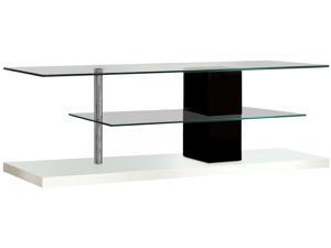 Furniture of America Norten Glass Top 63" TV Stand in Black and White