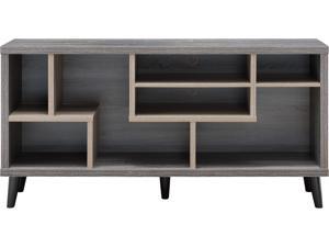 Furniture of America Nahmene Wood TV Stand in Distressed Gray and Taupe