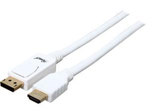 Rosewill RCDC-14010 - 6-Foot White DisplayPort to HDMI 28AWG Cable - Male to Male