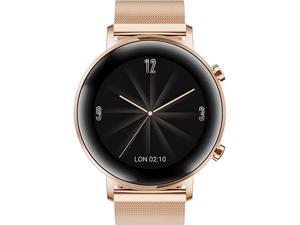 HUAWEI Watch GT 2 42mm Rose Gold - 1-week Battery, Stainless Steel Body, 500 Song Storage, 5 ATM, GPS (Canada Warranty)