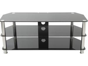 AVF SDC1250CM-A up to 60" Chrome Effect / Black Glass Classic - Corner Glass TV Stand with Cable Mangement