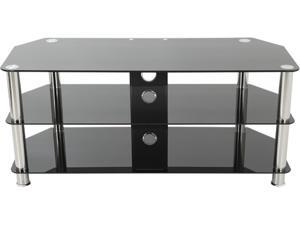 AVF SDC1000CM-A up to 50" Chrome Effect / Black Glass Classic - Corner Glass TV Stand with Cable Mangement