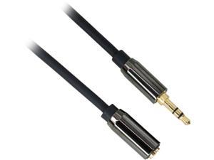 Nippon Labs 50S3H-MF-3-BK 3 ft. 3.5mm (1/8 inch) TRS Stereo Male to Female Extension Cable, Nickel Plated Metal Shell, Gold Plated, OD: 3.00mm - Black